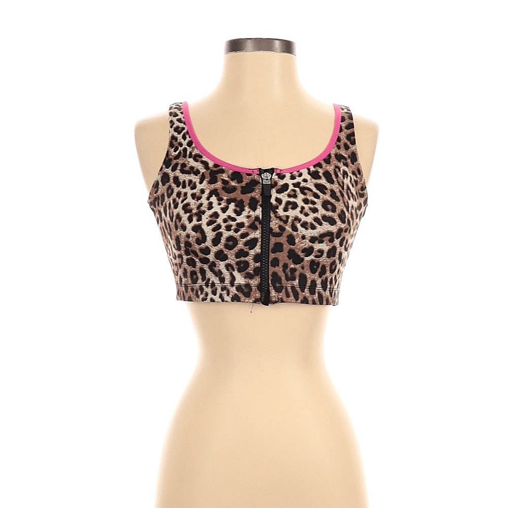 Ruby Ribbon Leopard print zip up sports bra size 48 EUC